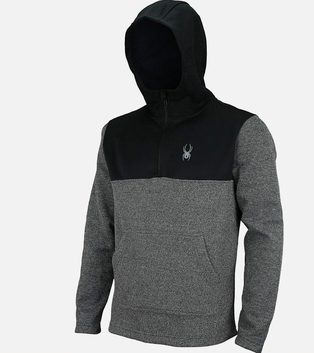 Spyder Men's Medium Quarter Zip Hoodie NWT Charcoal Heather Performance Pullover